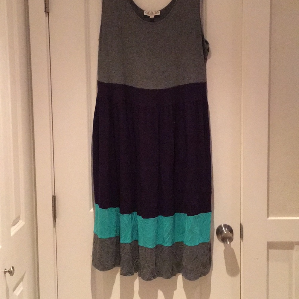 Colorblocked 2x tank top dress